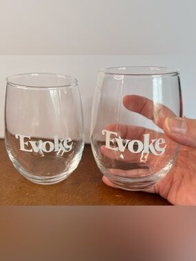 Evoke Winery Stemless Wine Glasses 2, drinks, bar, cups